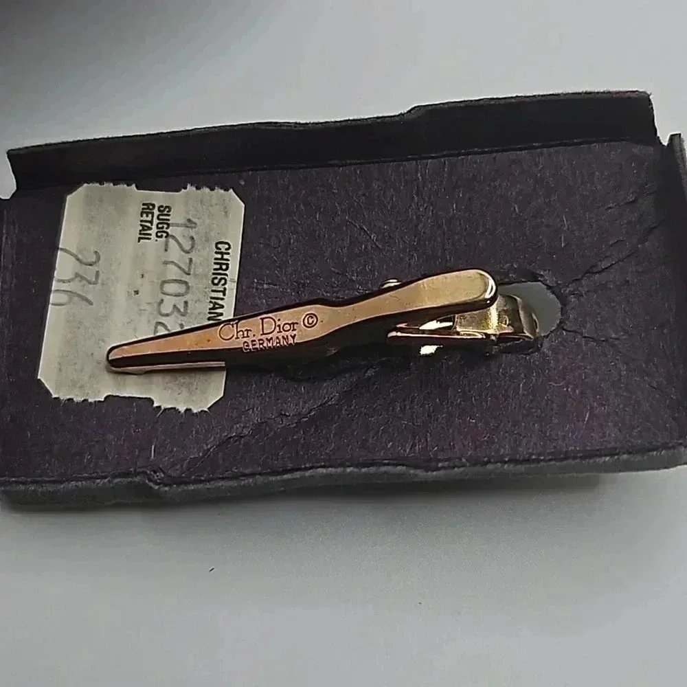 Christian Dior Rose Gold Tone Tie Bar with box